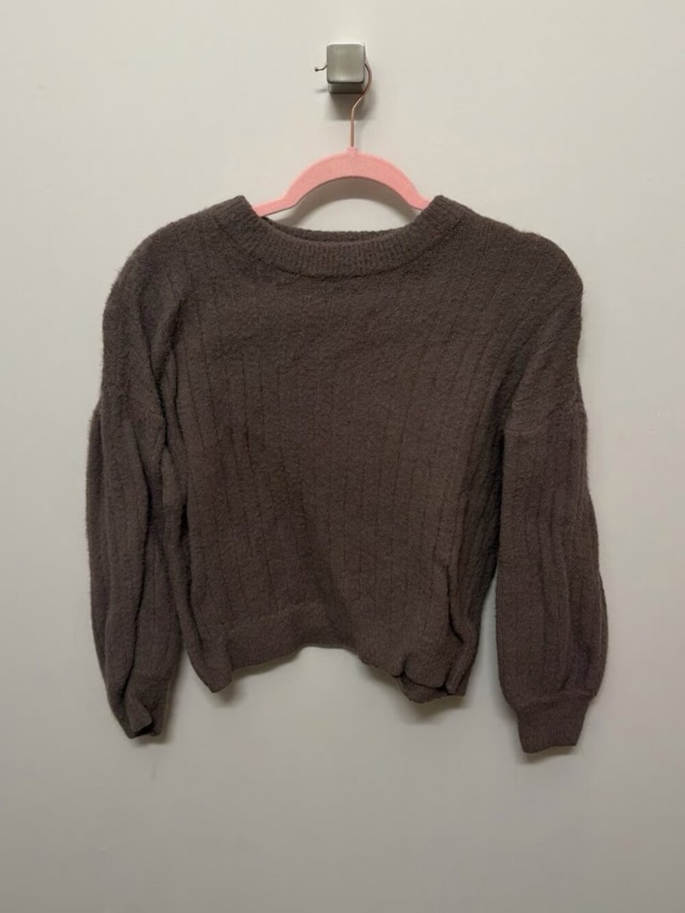 Mauve Taupe Textured Ribbed Sweater